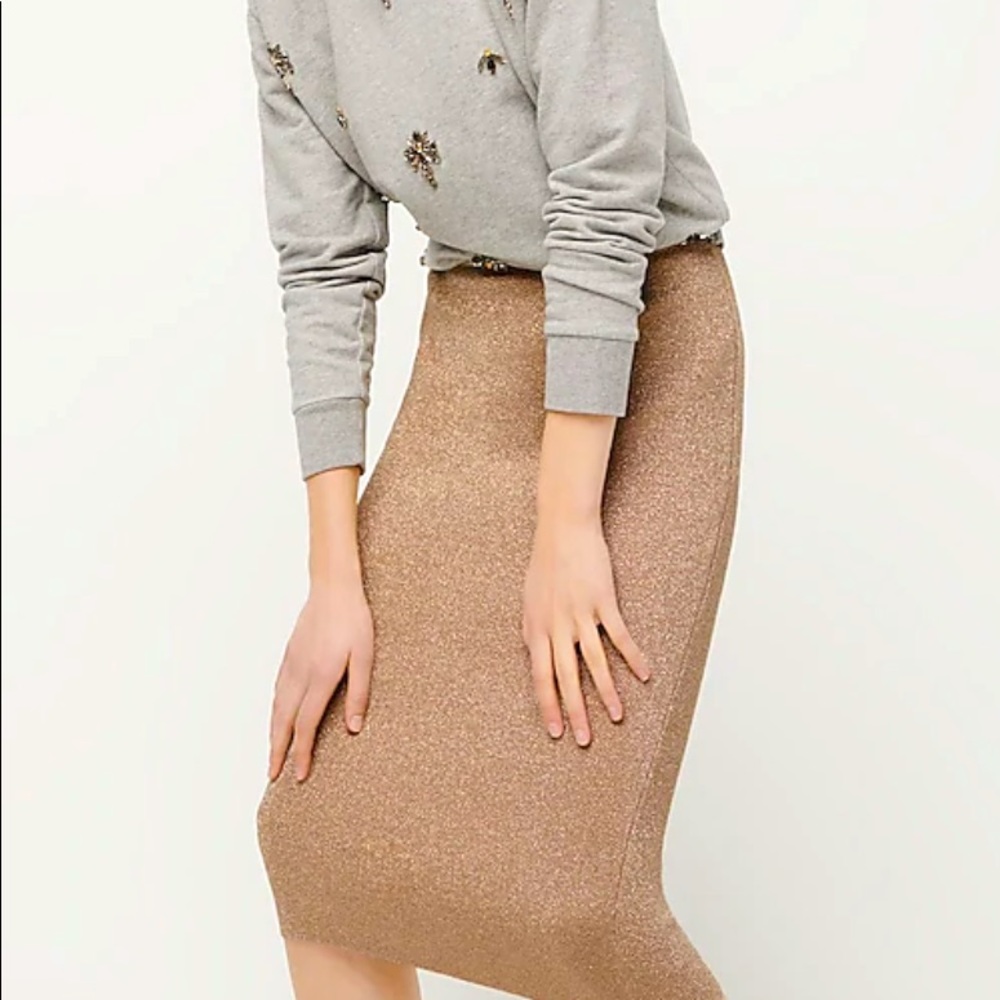 j crew lurex shimmer gold skirt